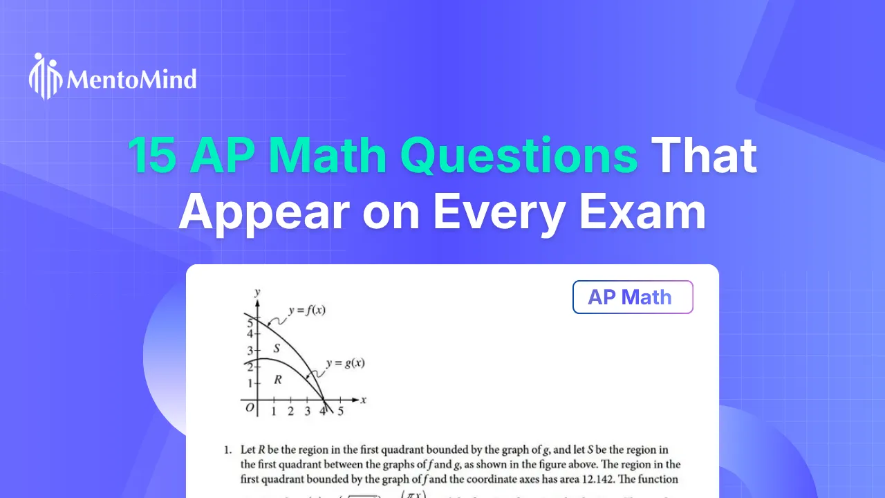 AP Math exam questions featured image with AP Calculus graph and exam prep illustration.