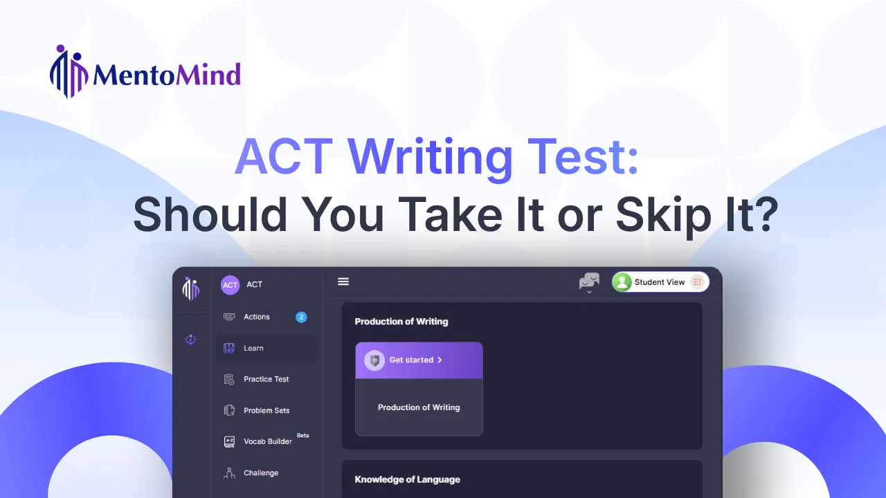 ACT Writing Test guide showing whether students should take or skip the optional ACT essay