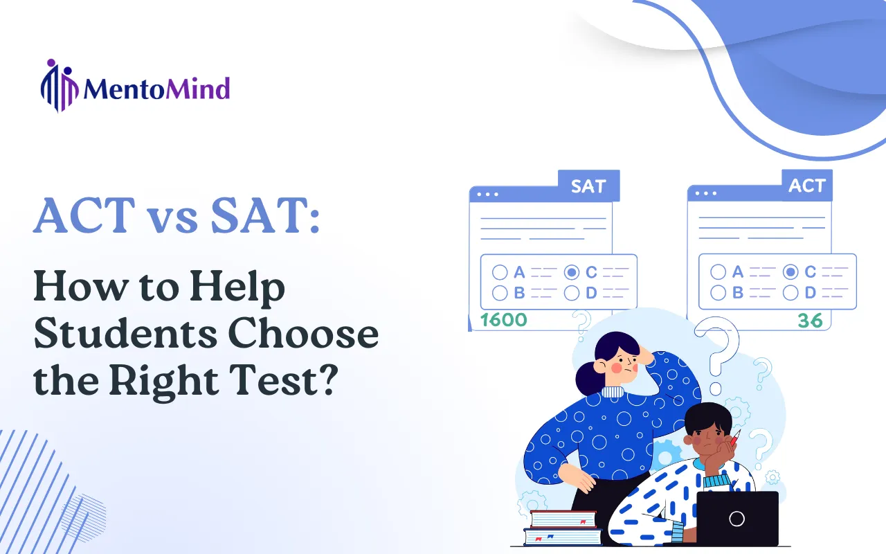 ACT vs SAT comparison illustration with tutor guidance