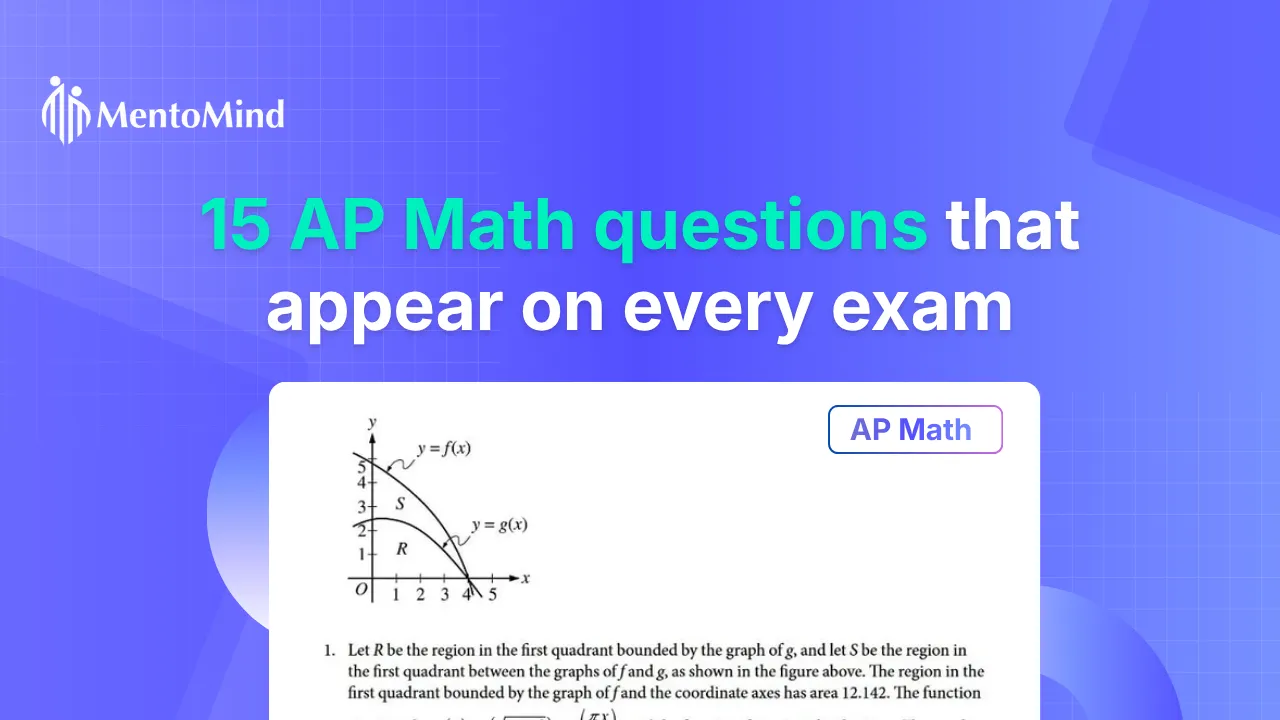 AP Math exam questions featured image with AP Calculus graph and exam prep illustration.