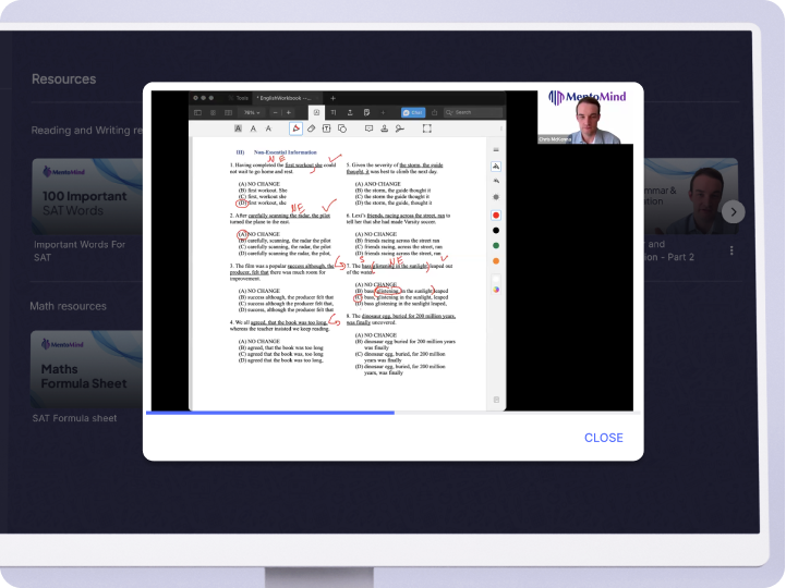 MentoMind provides on-demand SAT video lessons​​